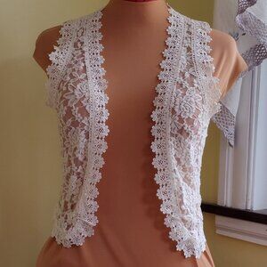 NWT Vest, Ivory Stretch Lace by "Ultra Pink", Size Medium